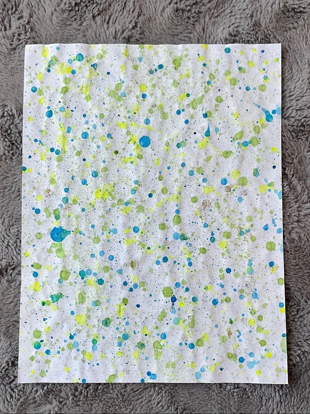 Abstract Blue, Green & Gold Mixed Media Handmade Background Artwork